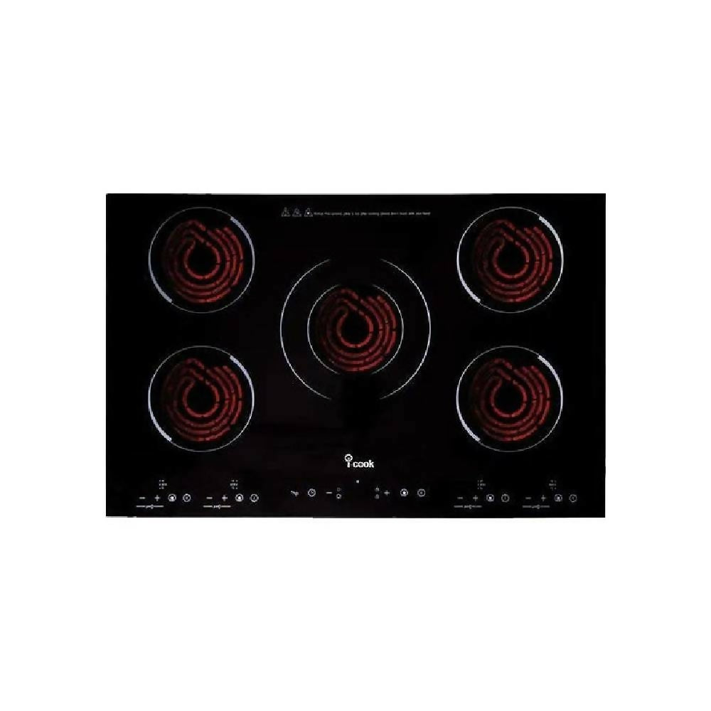 اي كوك مسطح كهربائي بلت ان 5 شعلات 90 سم لون أسود BH5090C-F.
