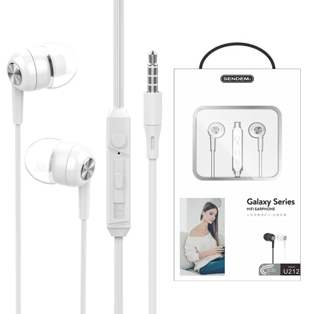 Sendem, U212, Wired Earphone, White.