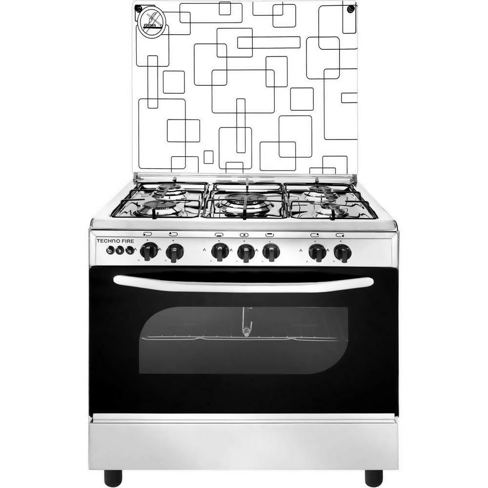 بوتاجاز تكنو فاير 5 شعلة 80 * 60 سم أسود * فضي TF15SF.