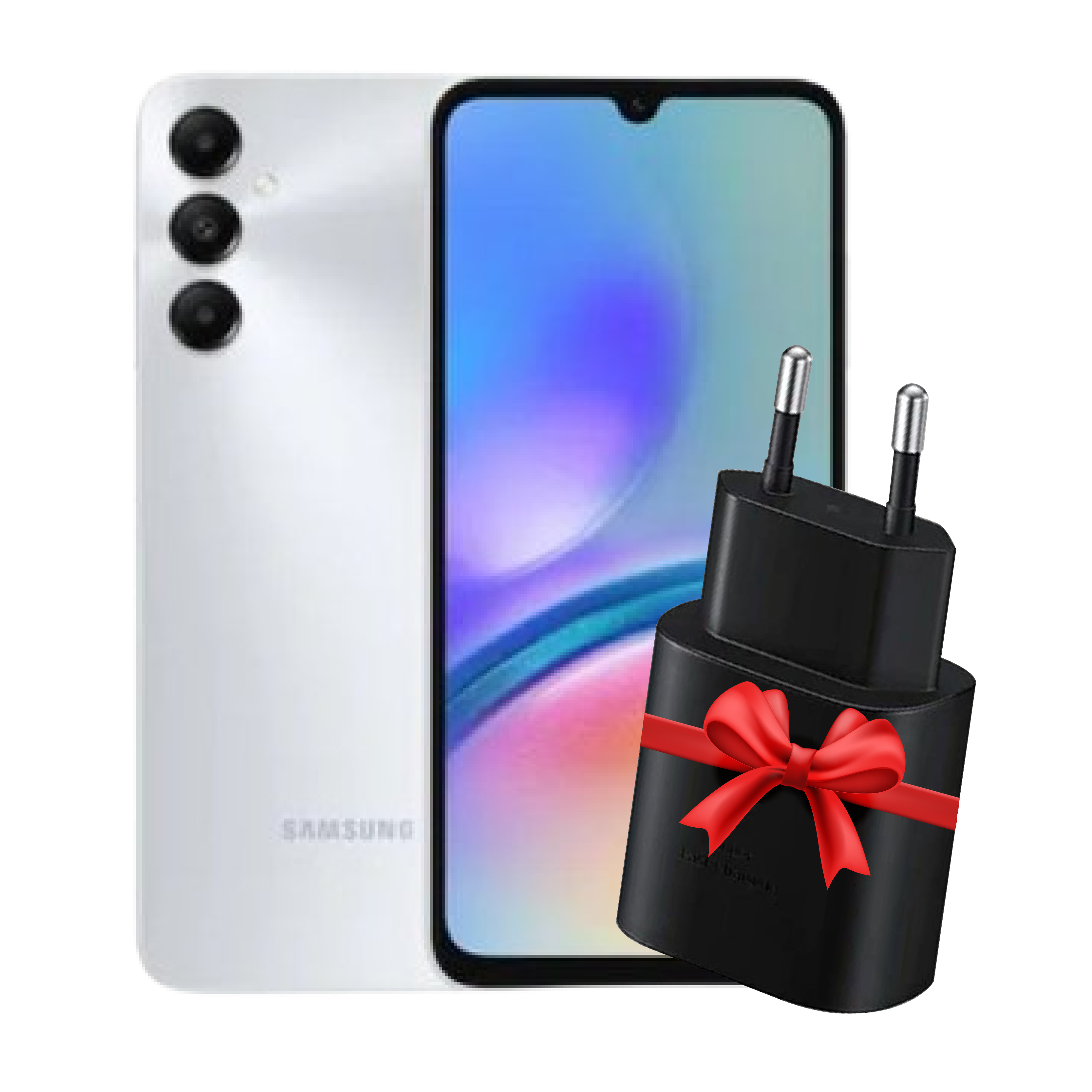 Samsung, Galaxy A05s, Mobile, 128 GB, 6 GB, Silver + Samsung, 25W, Charger, USB-C, Black.