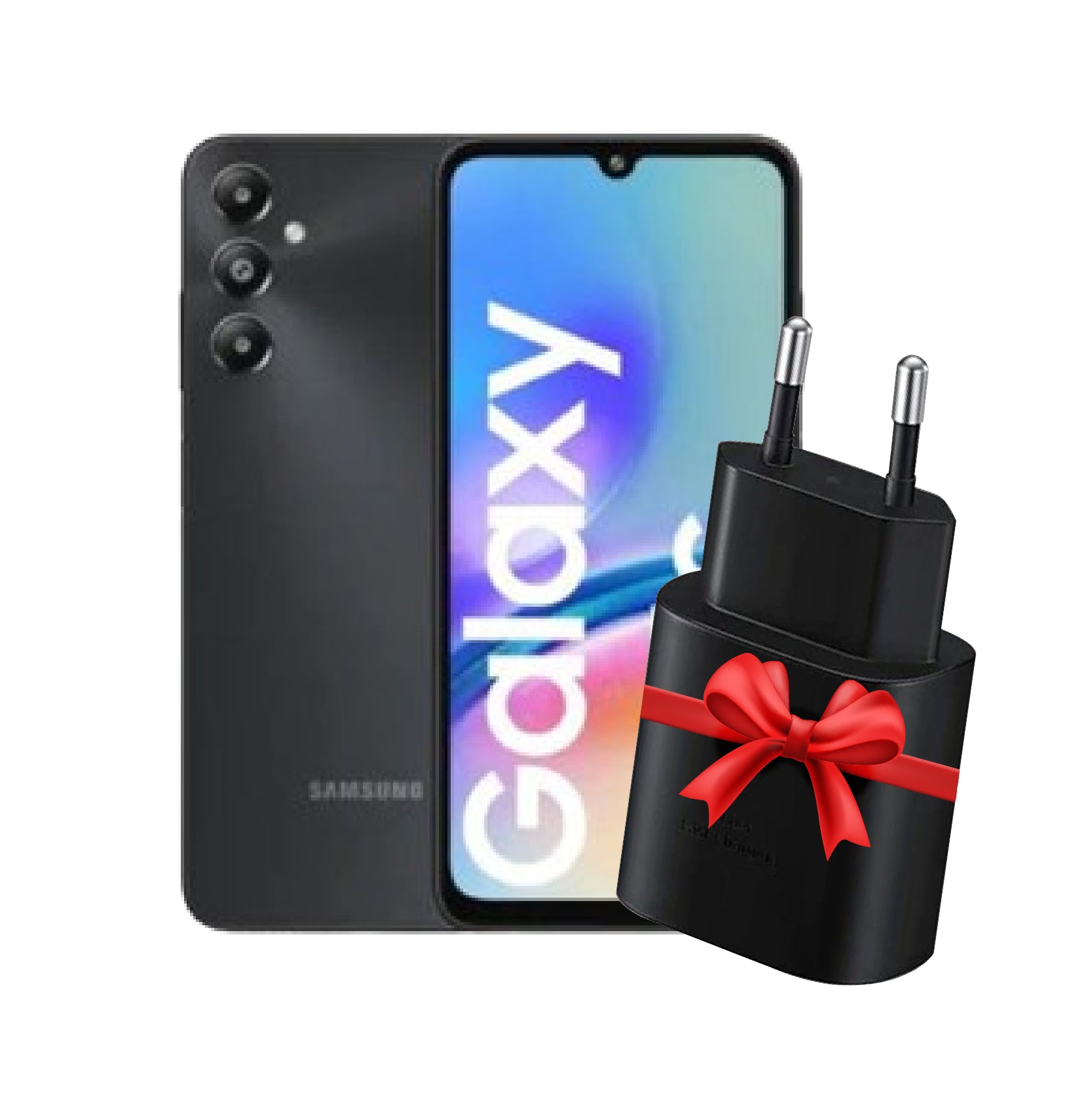 Samsung, Galaxy A05s, Mobile, 128 GB, 4 GB, Black + Samsung, 25W, Charger, USB-C, Black.