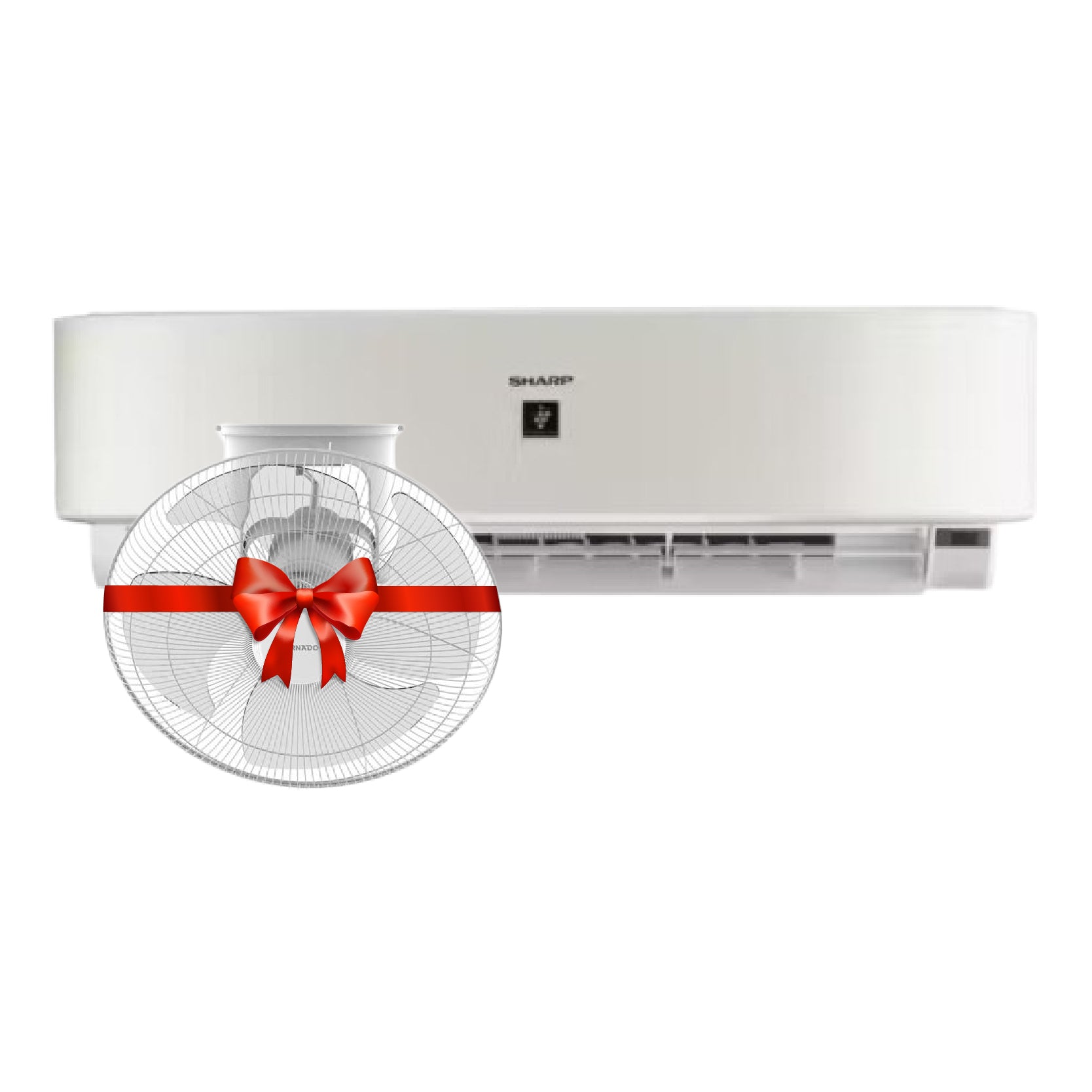 Sharp, AH-AP18ZHE, Air Conditioner, 2.25 HP, Cool, White + Tornado, TOF-49Y, Orbit Fan, 16 Inch, 4 Blades, White.