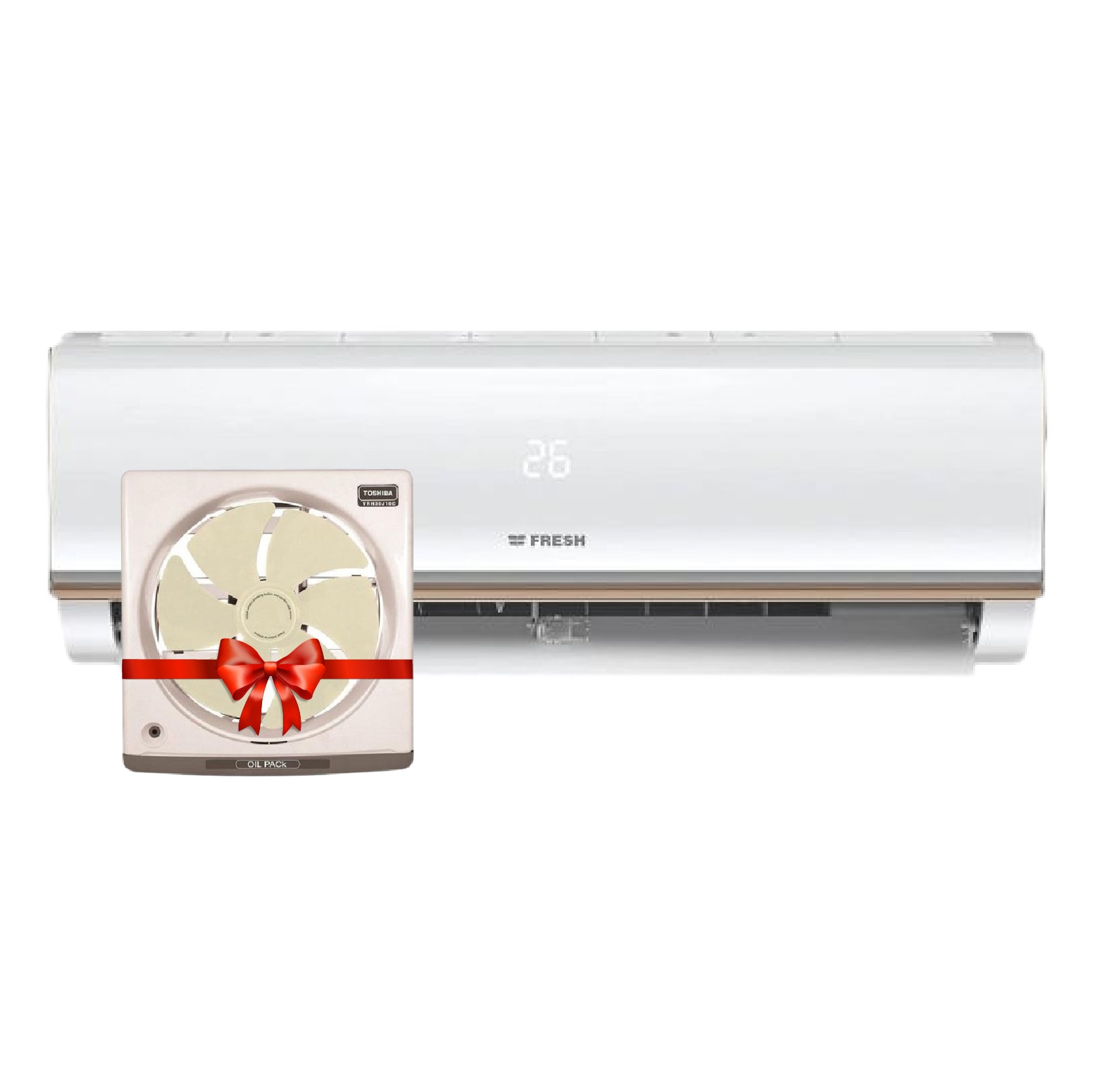 Fresh, FUFW18C/IW-AG /O-X2, Air Conditioner, Split ,Cool, 2.25 HP, White + Toshiba, VRH30J10C, Kitchen Ventilating Fan, 30 cm, Creamy.