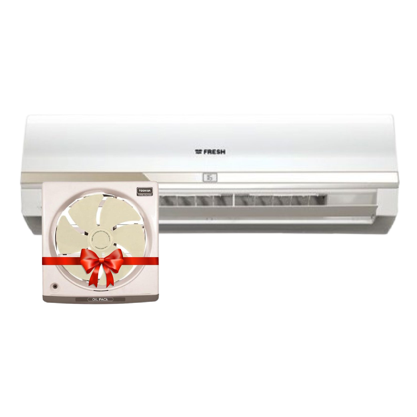 Fresh, SFW13C/IP, Air Conditioner, Split, Cool, 1.5 HP, White + Toshiba, VRH30J10C, Kitchen Ventilating Fan, 30 cm, Creamy.