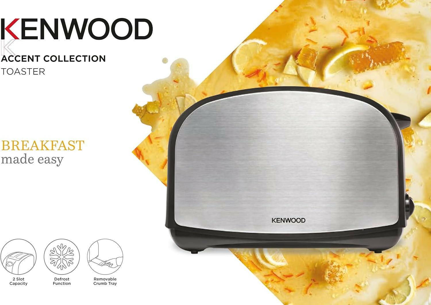 Kenwood Toaster 900 Watt Slices Black Silver - Main Image
