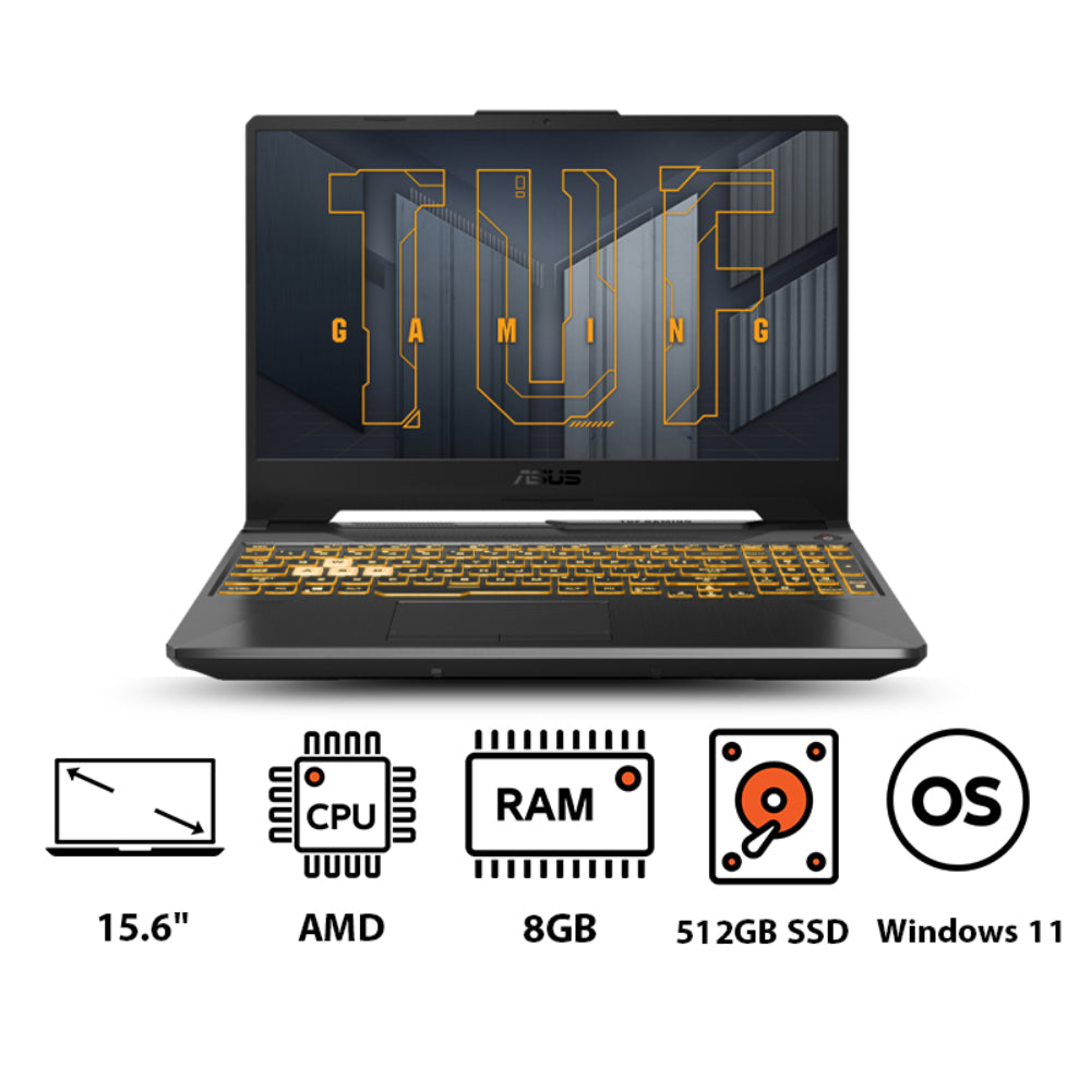 Asus, TUF Gaming A15 FA506NC-HN005W, Laptop, AMD Ryzen 5 7535HS, 512 GB, 8 GB, Black.