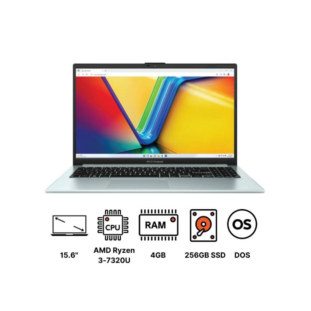 Asus, Vivobook Go 15 E1504FA NJ001, Laptop, 256 GB SSD, 4 GB, 15.6 Inch, Green Grey.