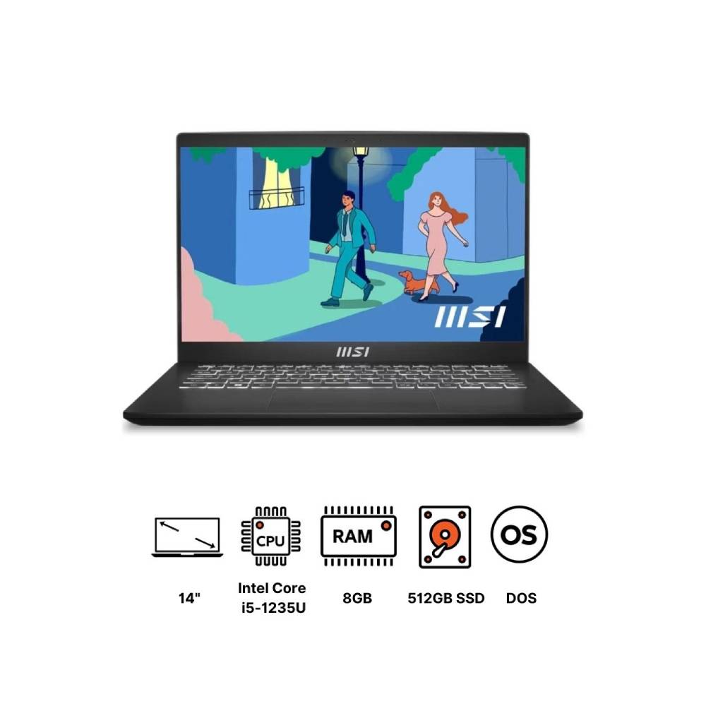 MSI, Modern 14 C12MO, Laptop, 512 GB, 8 GB, 14 Inch, Black.