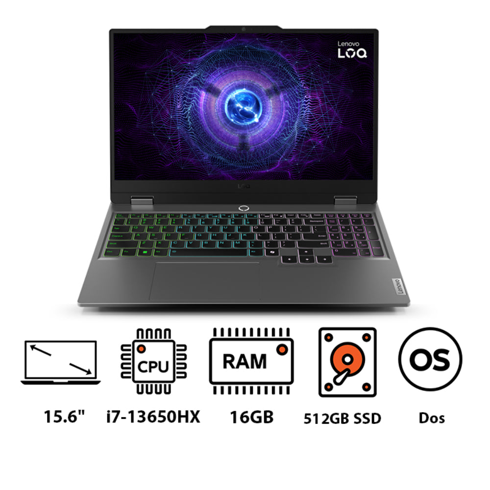 Lenovo, LOQ 15IRX9, Laptop, Intel Core i7-13650HX, 512 GB, 16 GB, Grey.