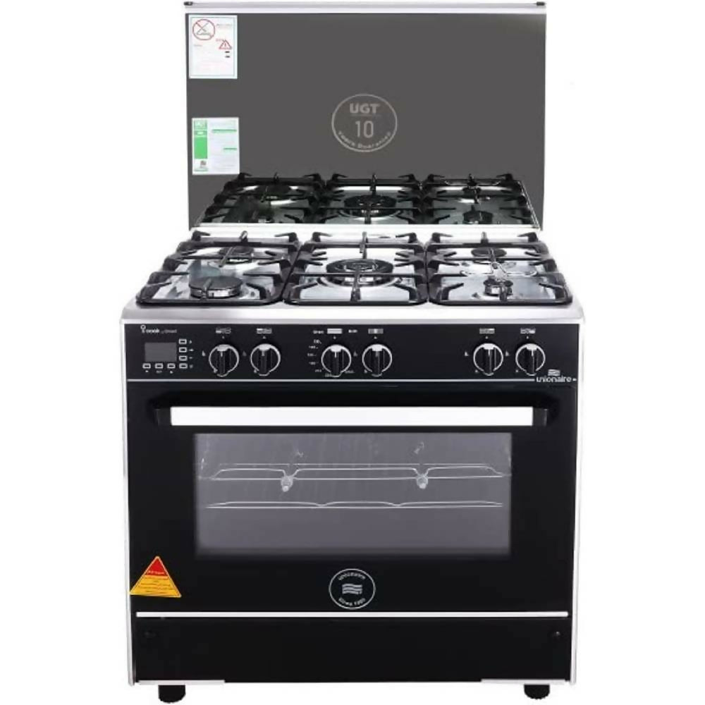 بوتاجاز يونيون اير اي كوك 5 شعلة غاز 60×80 سم اسود * فضي C6080SS-DC-511-IDSC-S-AL.
