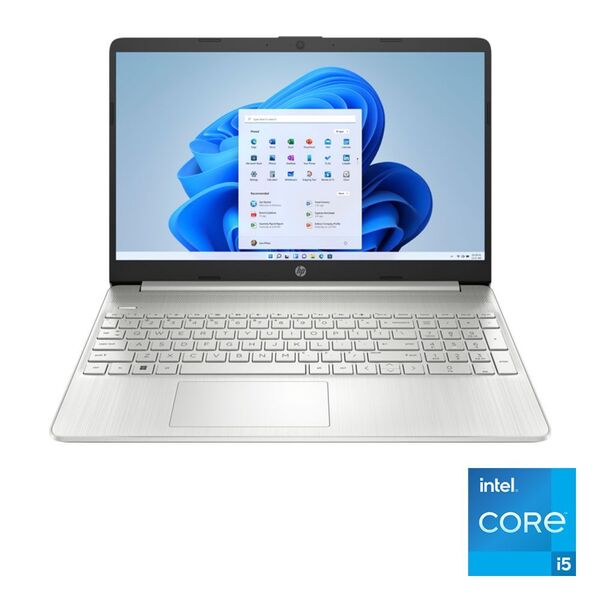 HP 15S-FQ5044NE Laptop, 15.6 Inch, Intel Core i5-1235U, 512GB SSD, 8GB RAM, Intel Iris XE Graphics, Windows 11 - Natural Silver