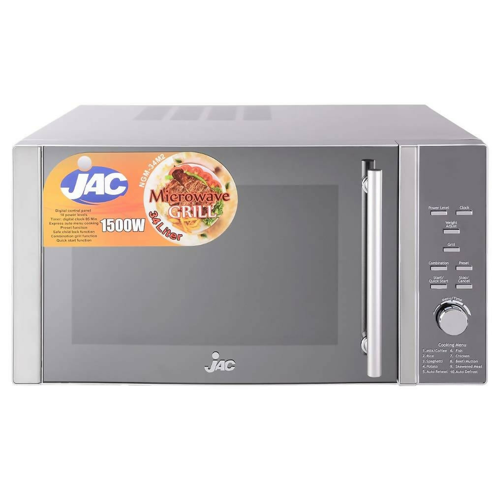 JAC Microwave With Grill 34 Liter 1500 Watt Silver NGM-34M2