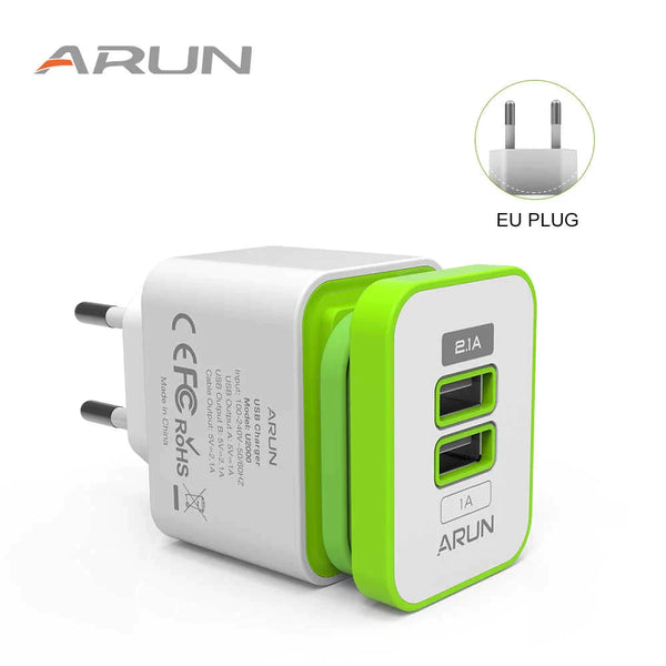 Arun, 2 USB Quick charge, 5V, 2.1A, White.