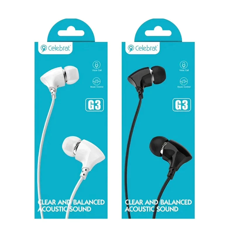 Celebrate, G3, Wired Earphone, White and Black.