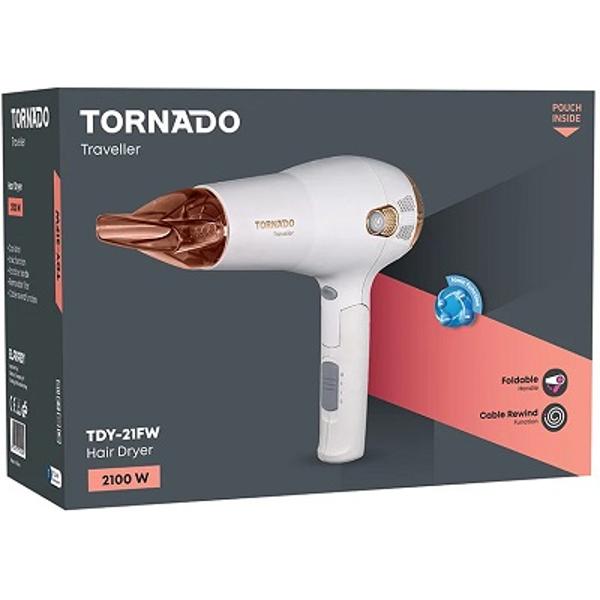 TORNADO Hair Dryer 2100 Watt With 3 Speeds In White Color TDY-21FW